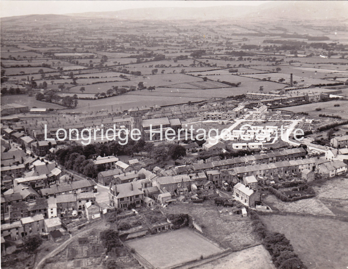 205B - Aerial Photo - Showing Dog Inn St Pauls and pre-fabs - 1946